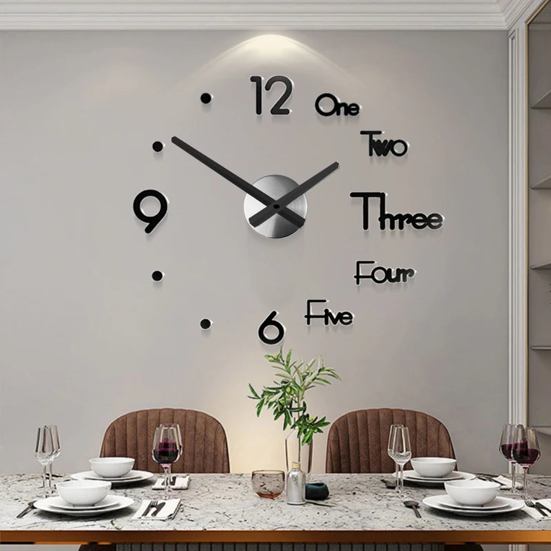 Fashion 3D big size wall clock mirror sticker DIY brief living room decor meetting room wall clock