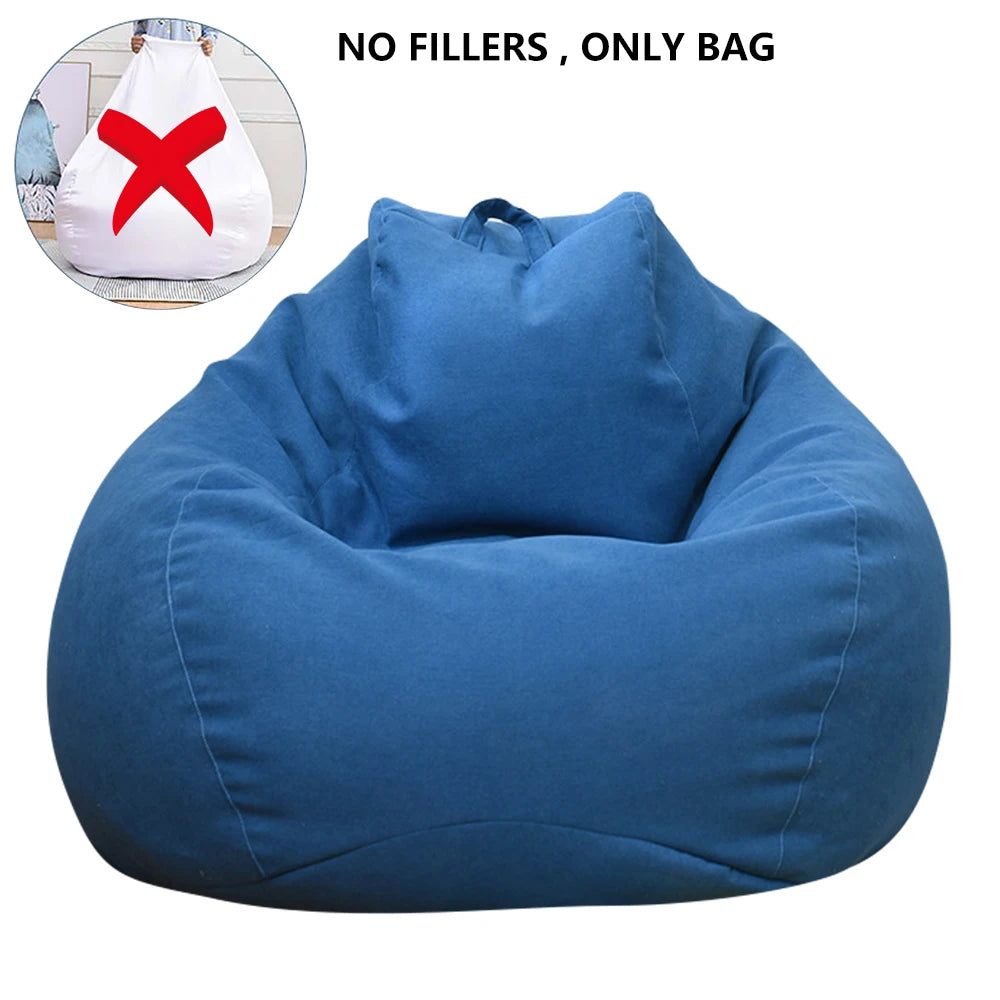 Large Small Lazy Sofa Cover Chairs Without Filler Linen Cloth Lounger Seat Bean Bag Pouf Puff Couch Tatami Living Room