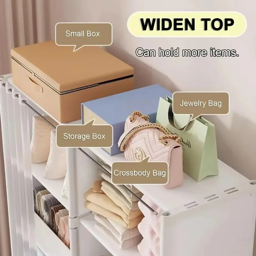 Dustproof Wardrobe Multi-Layer Storage Rack Bedroom Fcloset Organizer with Curtains Simple Bookshelf Large Capacity Wardrobes