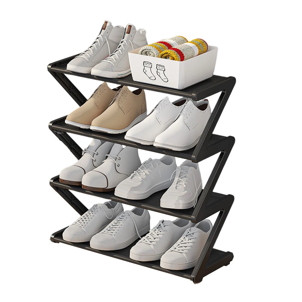 Storage Shoe Stand Organizer For Closet Entryway Hallway, Multi-layer Assembly Z-shaped Shoe Rack, 4-Tier Small Shoe Rack