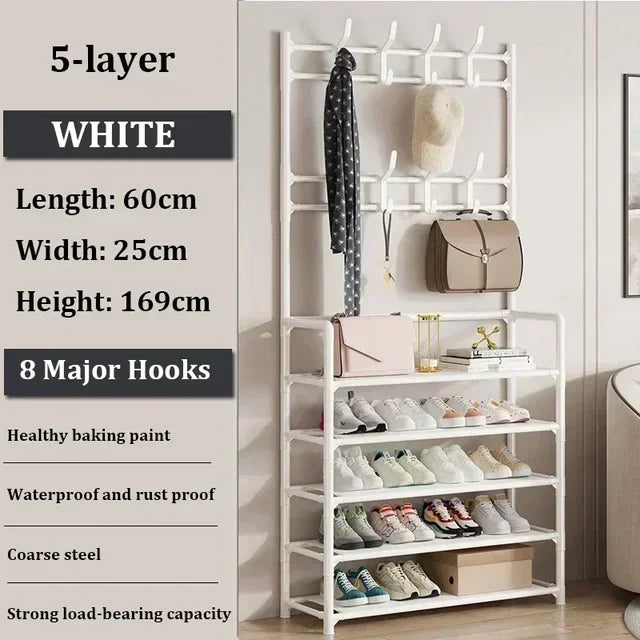 Clothes Hat Hangers Shoe Rack Multi-ayer Shoe Rack Simple Floor Shoes and Hat Racks Load-bearing Living Room Organizer Shelf